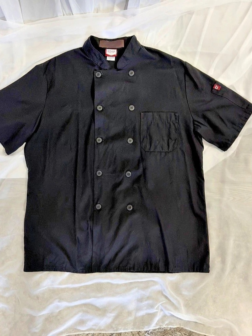 Red Kap Men's Short Sleeve Chef Coat with OilBlok + MIMIX Black